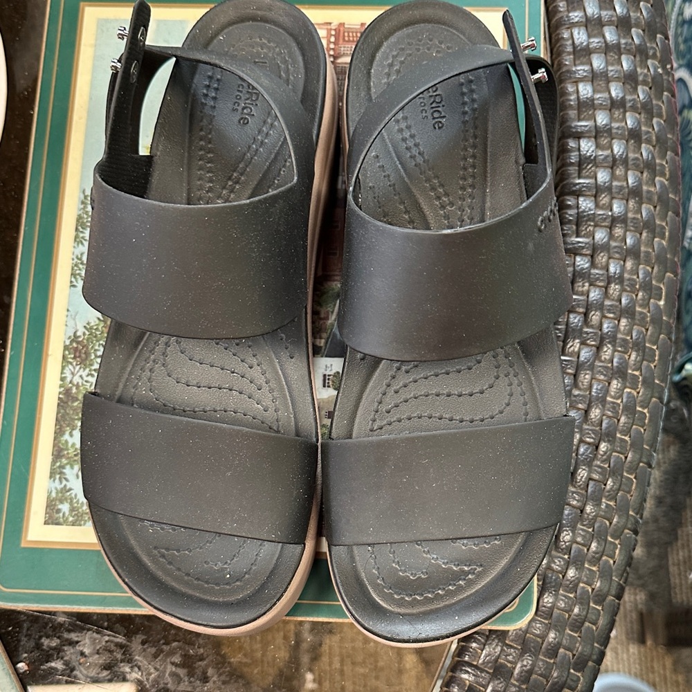 CROCS Brooklyn LiteRide Black Slide Sandals